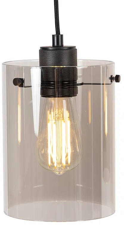 Inteligentné závesné svietidlo čierne s dymovým sklom vrátane 4 Wifi ST64 - Dome