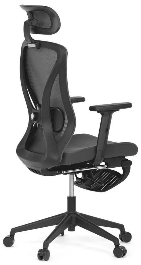 Ergonomická kancelárska stolička ZANE s podnožkou — sieťovina/látka, sivá