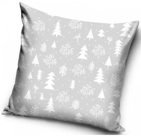 Tiptrade - Vianočná obliečka na vankúš - Vianočné biele stromy / 40 x 40 cm