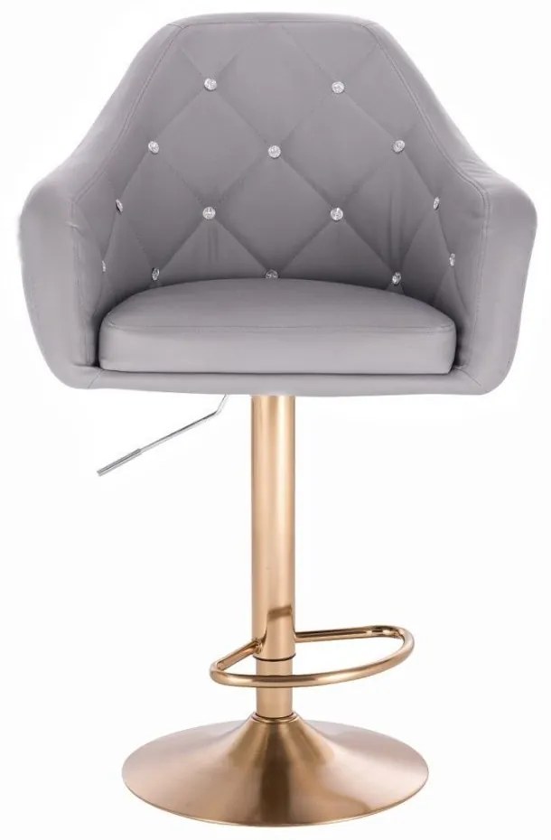 LuxuryForm DESIGN Barová stolička ROMA na zlatom tanieri - šedá