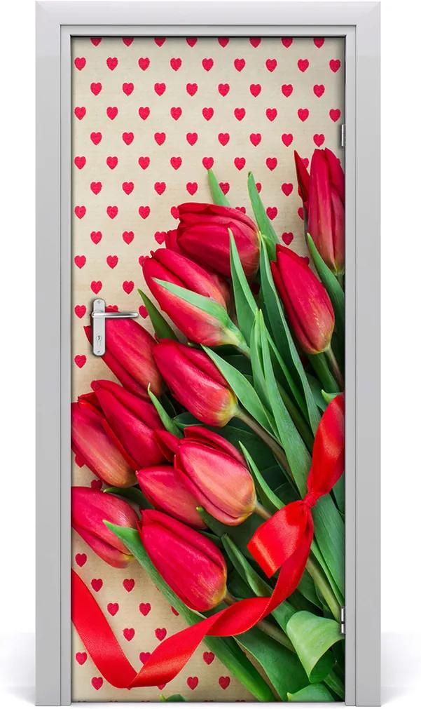 Samolepiace fototapety na dvere  červené tulipány