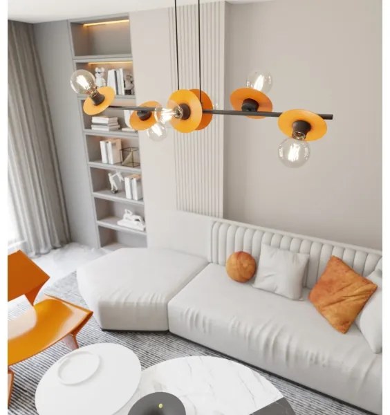 Luster na lanku TOKEN 6xE27/15W/230V oranžová