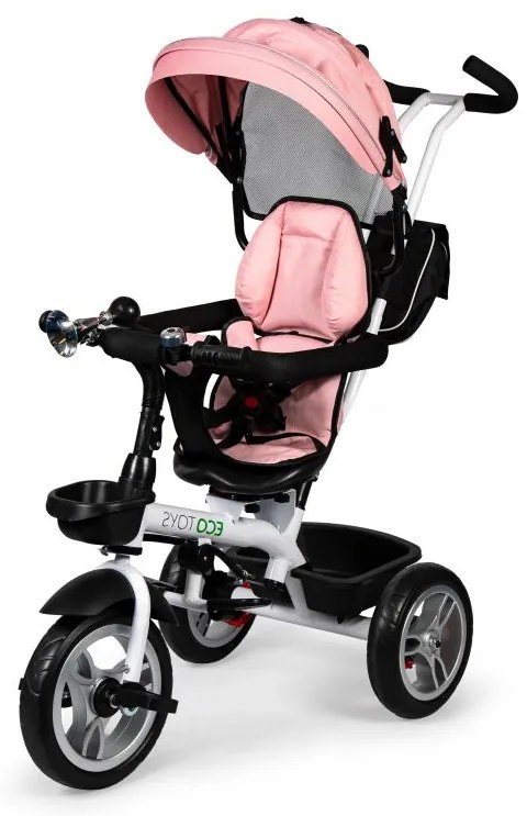 ECOTOYS Detská trojkolka s rotačným sedadlom PINKY