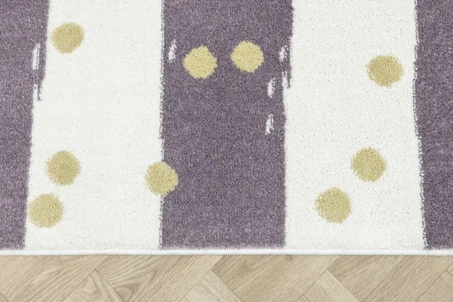 Koberec LIMA M044A krémový / fialový / zlatý polkruh