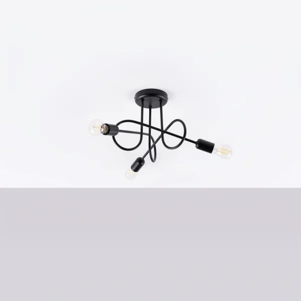 Sollux SL.1434 - Prisadený luster LOOP 3xE27/15W/230V čierna