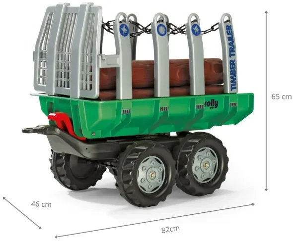 Príves na drevo Rolly Toys 122158 zelený, dvojnápravový