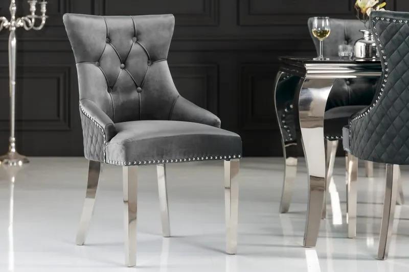 (3272) LÖWENKOPF luxusná štýlová stolička zamat sivá