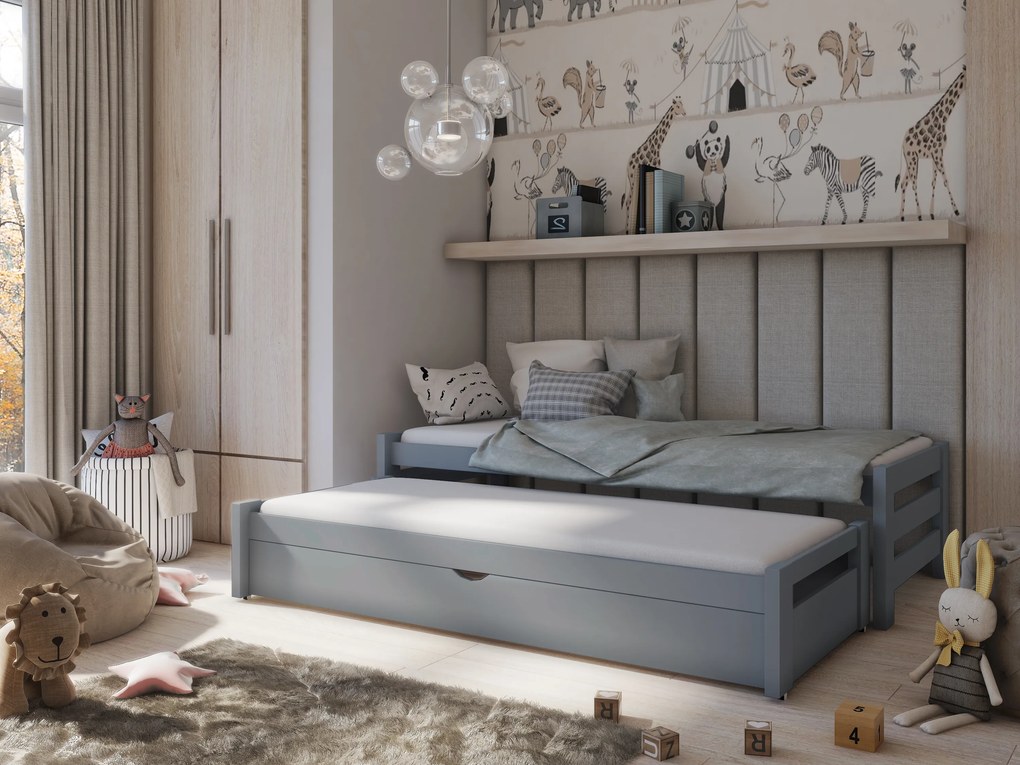 Detská posteľ 90 x 200 cm ANISSA (s roštom a úl. priestorom) (grafit). Akcia -9%. Vlastná spoľahlivá doprava až k Vám domov. 1013118