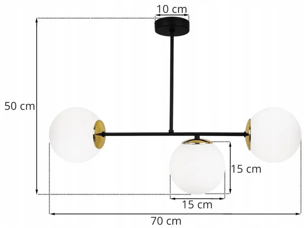 Stropné svietidlo Florence, 3x biele sklenené tienidlo, (výber zo 4 farieb uchytenia)