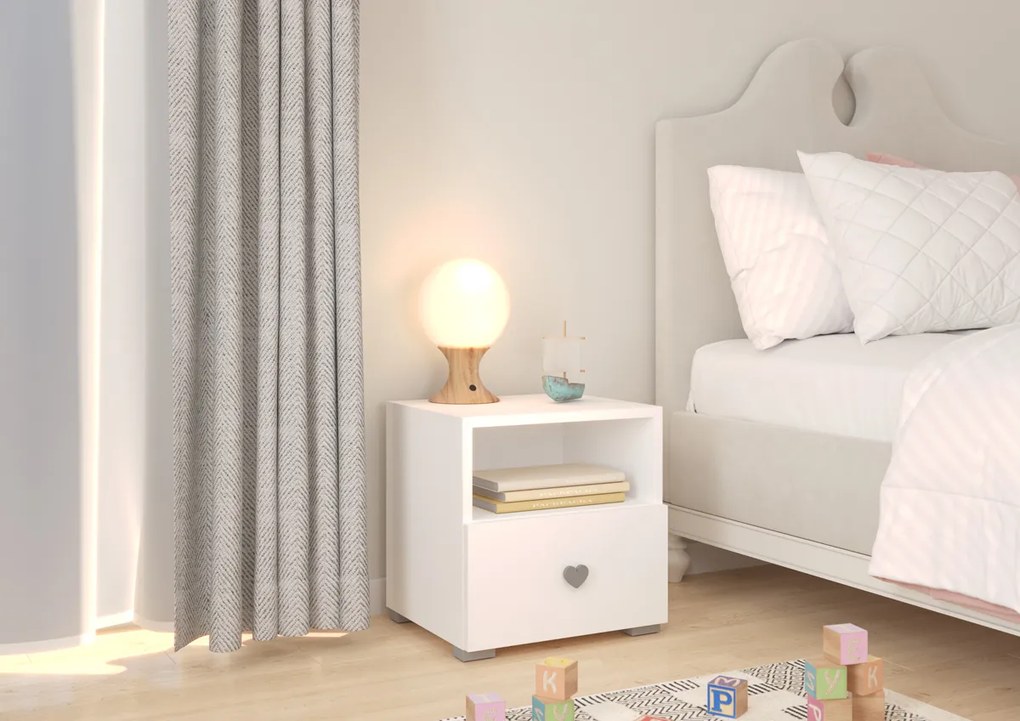 Nočný stolík Enos - biela / sivá