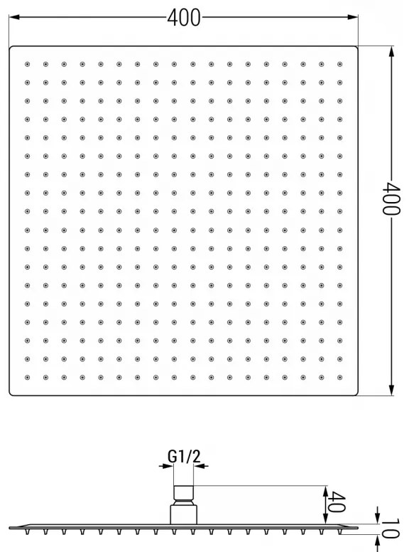 Mexen Sprchová hlavica Slim nerezová 40 x 40 cm, chróm, 79140-00