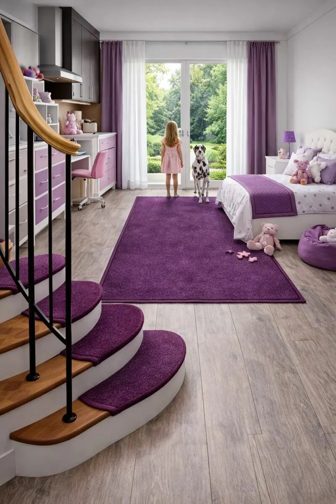 Nášľapy na schody fialový Eton fialový obdĺžnik, samolepiaci - 24x65 obdĺžnik (rozmer vrátane ohybu) Vopi