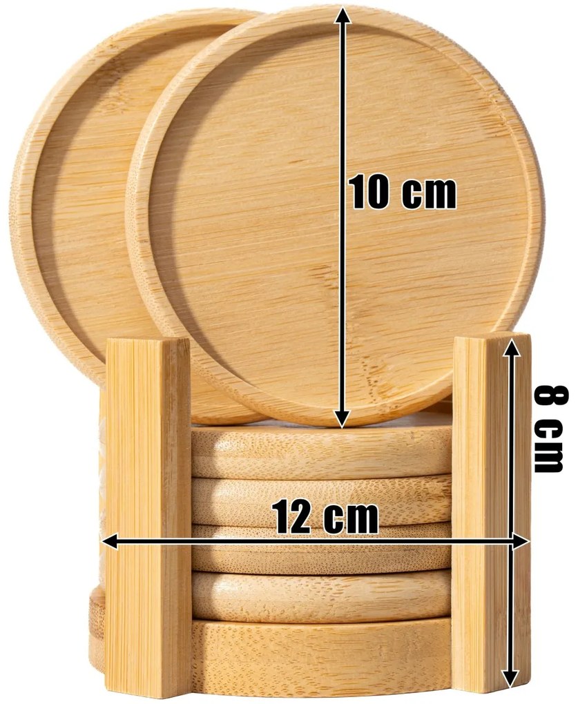 Sada 6 ks bambusových podtácků EMERALD hnědá