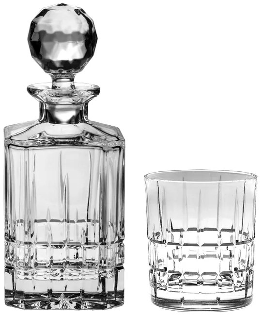 Bohemia Crystal Whisky set Dover 99999/15720/861 (set 1 karafa + 6 poh