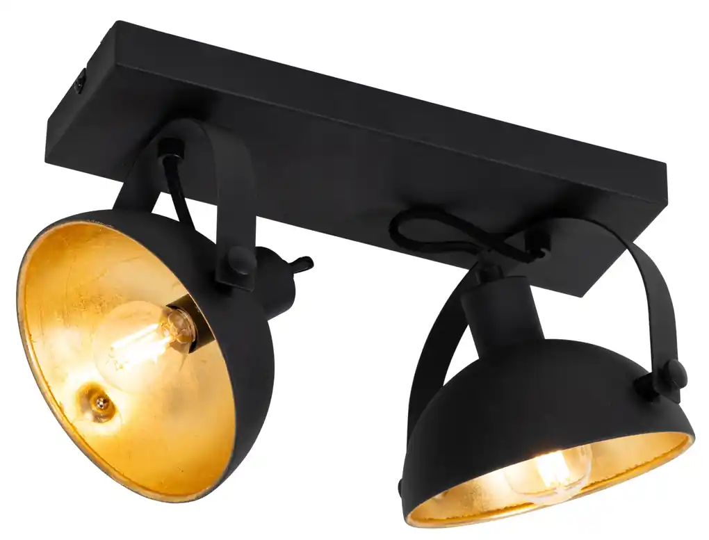 Priemyselné stropné svietidlo čierne so zlatým 2-svetlom nastaviteľné -  Magnax | BIANO