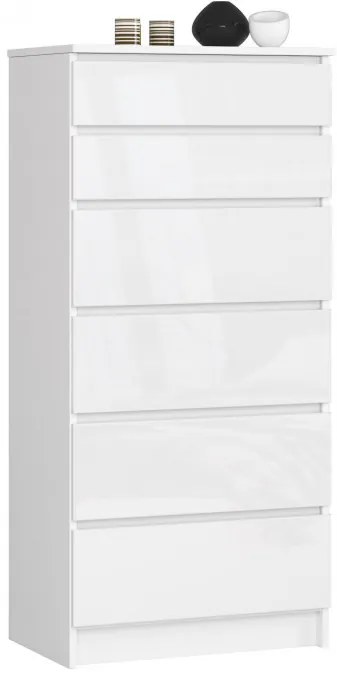 Komoda K60 6SZ CLP biela, lesk