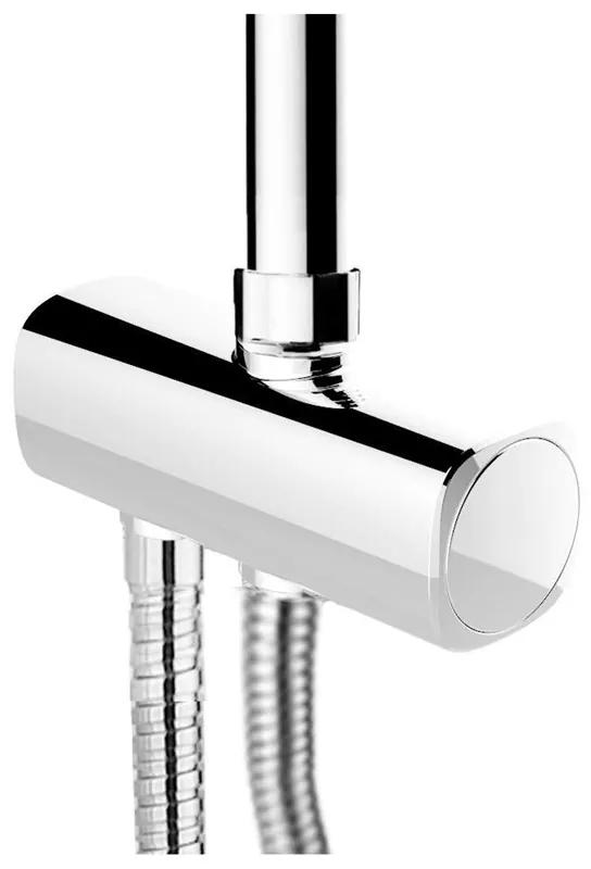 Mereo, Sprchový set s tyčou hranatý, biela hlavová sprcha a trojpolohová ručná sprcha, biely plast/chróm, MER-CB95001SG2