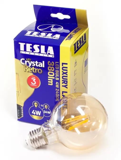 Tesla - LED retro žiarovka G95 4W Gold