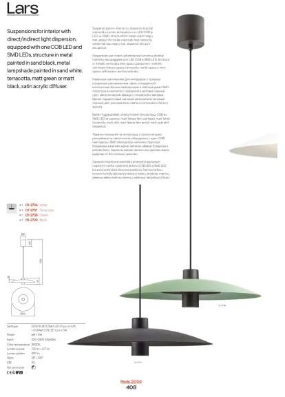 Redo 01-3021 - LED luster na lanku LARS LED/14W/230V+LED/10W pr. 60 cm CRI 90 čierna