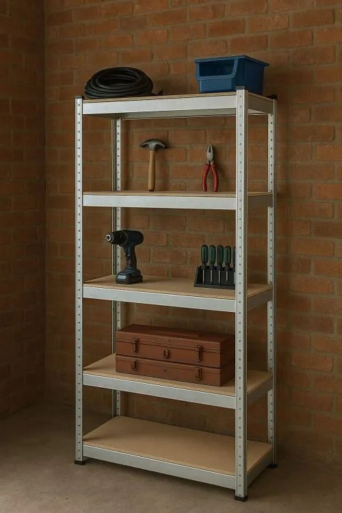 Stabilný kovový úložný regál s 5 policami 205x120x45 cm