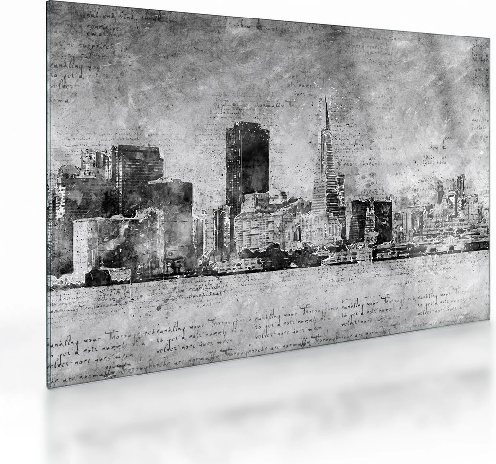 Sklenený obraz - Coffee art city (70x50 cm)