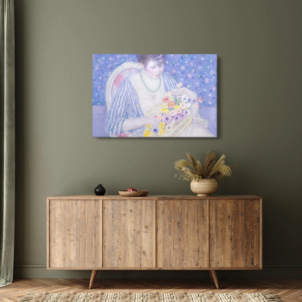 Obraz - Frederick Carl Frieseke, The Basket of Flowers, reprodukcia (90x60 cm)