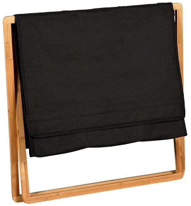 Kesper Kôš na triedenú bielizeň, čierny s bambusovým rámom, 69x41x56,5 cm