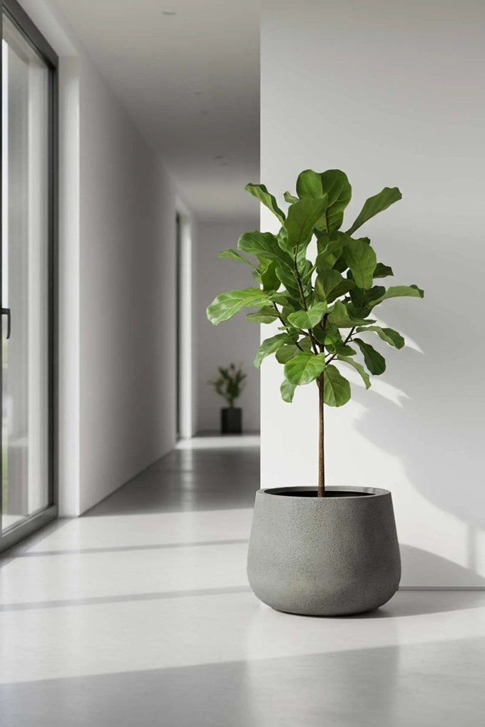 Kvetináč GIRAR, sklolaminát, výška 37 cm, tmavo sivá