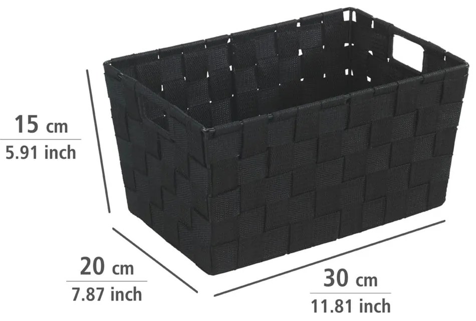Čierny košík Wenko Adria, 20 × 30 cm