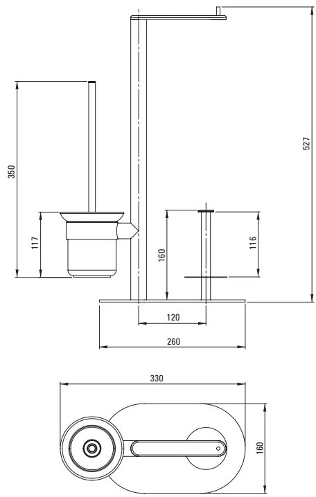 Deante Round, 3-funkčný držiak pre toaletný papier, WC kefu a zásobník toaletného papiera, zlatá matná, DEA-ADR_R732