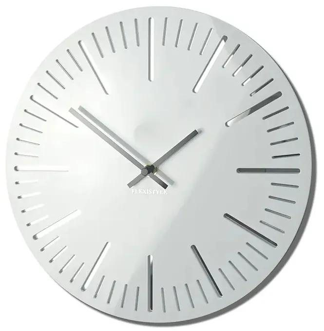 Nástenné biele akrylové hodiny TRIM lesklé - 30cm
