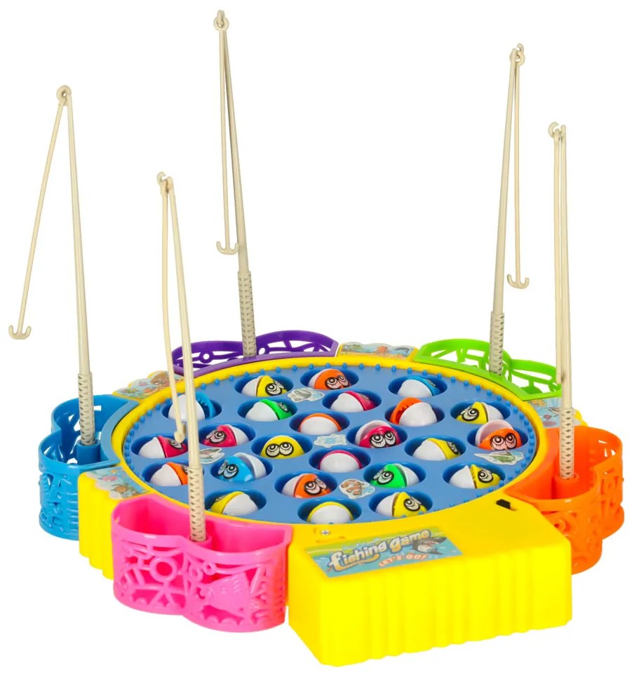 KIK Rodinná hra Chyť ryby – 24 rýb, 1–5 hráčov, rotačná plošina, zvukové efekty, 5 prútov