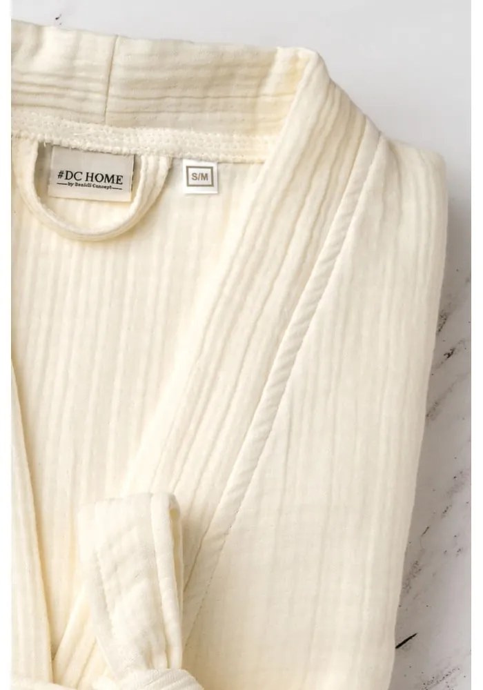 Krémový mušelínový župan veľkosť L/XL Kimono – Foutastic