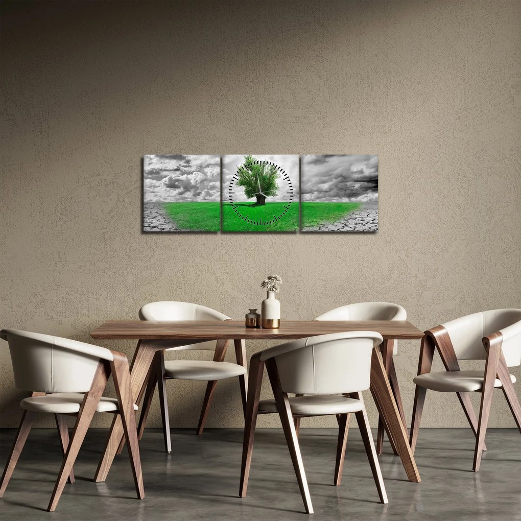 Obraz - Kus prírody v meste (s hodinami) (90x30 cm)