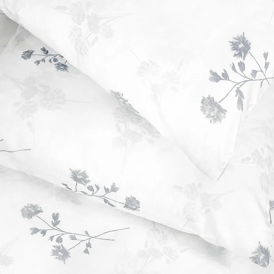Goldea saténové posteľné obliečky deluxe - svetlo sivé lúčne kvietky 240 x 220 a 2ks 70 x 90 cm