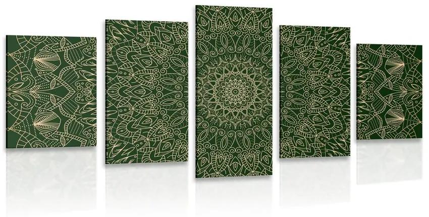 5-dielny obraz detailná ozdobná Mandala v zelenej farbe Varianta: 200x100