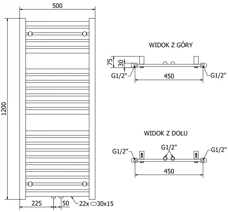 Mexen Hades, elektrické vykurovacie teleso 1200 x 500 mm, 600 W, čierna, W104-1200-500-2600-70