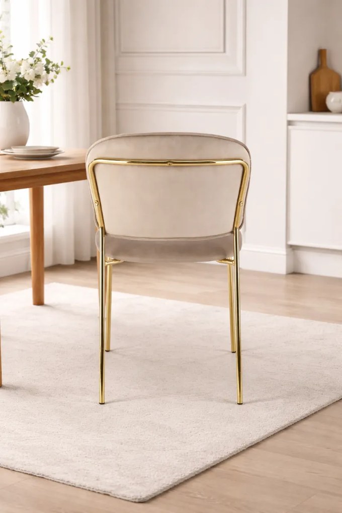 JEDÁLENSKÁ STOLIČKA SENNA BÉŽOVÁ + ZLATÉ NOHY