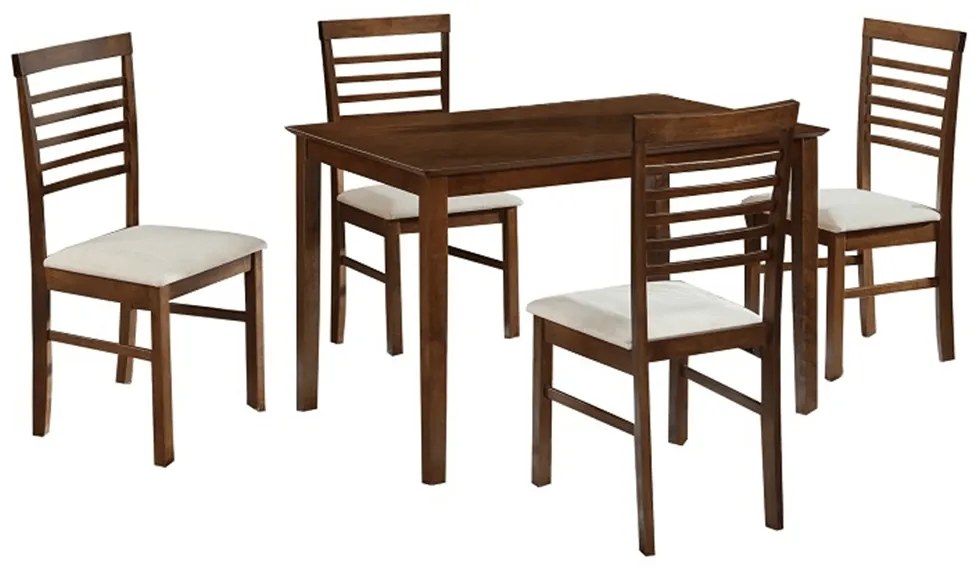 Jedálenský set, MDF orech/látka béžová, BRISBO 1+4