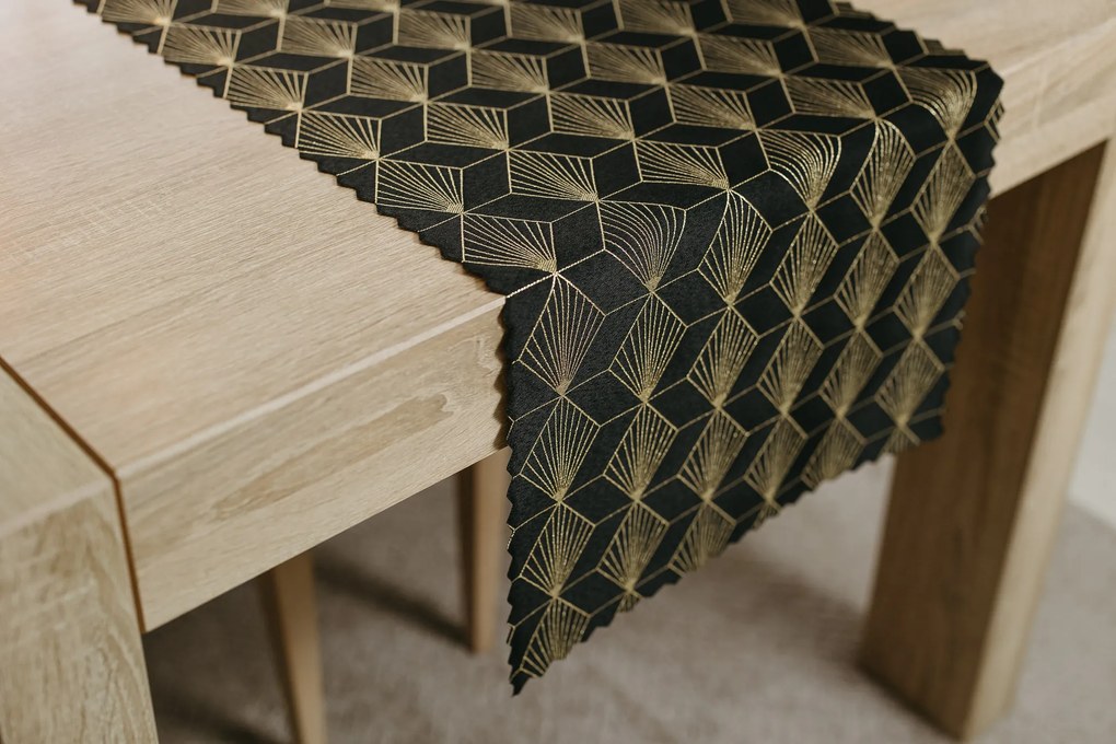 Dekorstudio Luxusný behúň na stôl Cubes - čierny SW26 Rozmer behúňa (šírka x dĺžka): 40x220cm