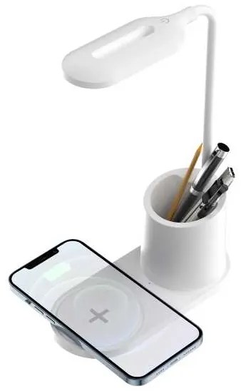 Stolná lampa Platinet 3 W, bezdrôtové nabíjanie, biela