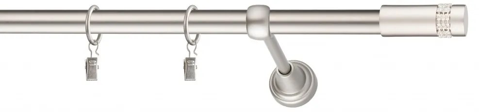 Dekorstudio Chrómová matná jednoradová garniža DIOS 19mm Dĺžka: 160cm, Typ uchytenia: Držiak modern, Typ príslušenstva: Krúžky tiché so štipcami