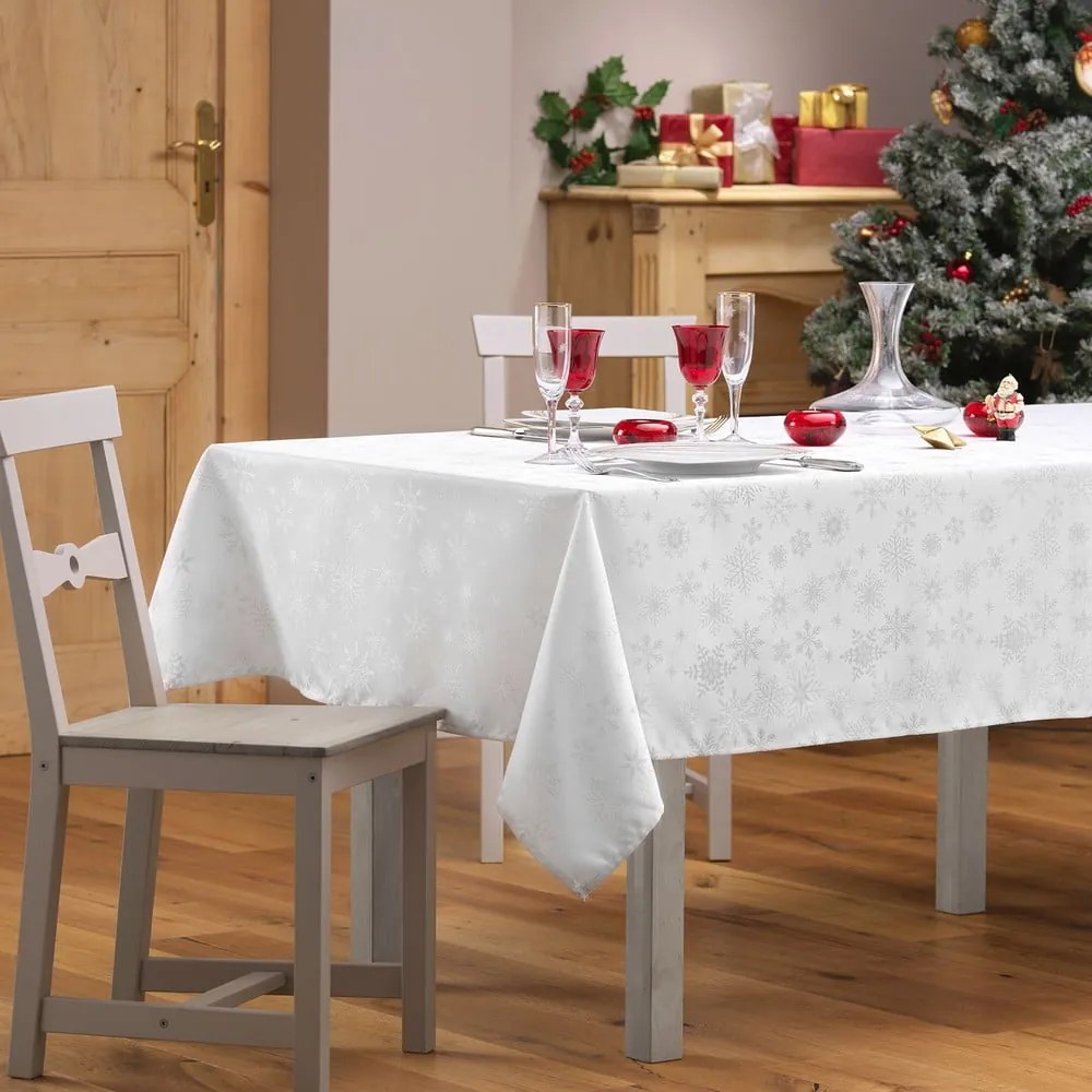 Obrus s vianočným motívom zo žakára 140x240 cm Flocons – douceur d'intérieur