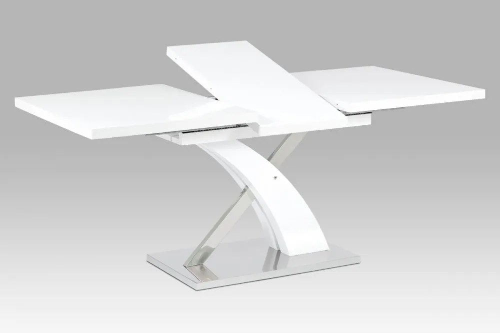 Rozkladací jedálenský stôl HT-999 WT biela mat / nerez Autronic