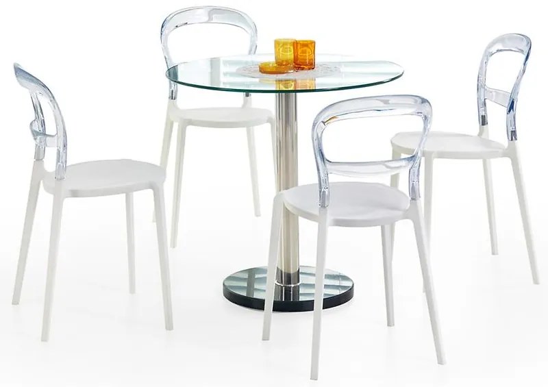 Stôl Cyryl 80 Sklo/Oceľ/Marmur Bezfarebný