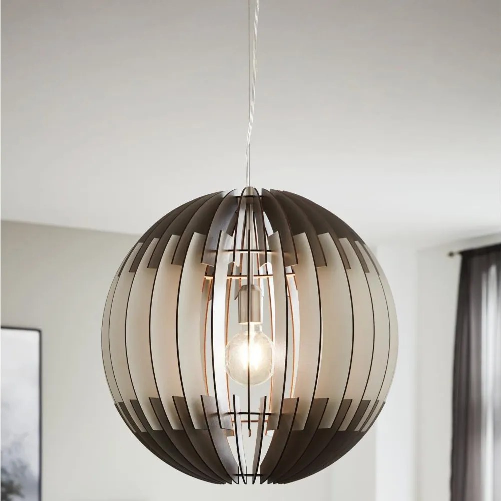 Eglo 63256 - Luster na lanku OLMERO PRO 1xE27/60W/230V pr. 40 cm šedá/biela