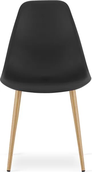 Jedálenský stôl KAMI biely / naturálny, so štyrmi stoličkami WAT čierne / naturálne
