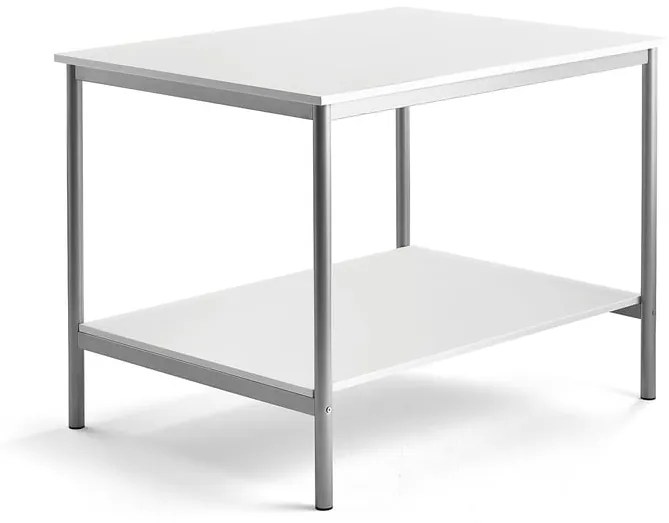 Pracovný stôl, 1200x900x900 mm, laminát - biela, strieborná
