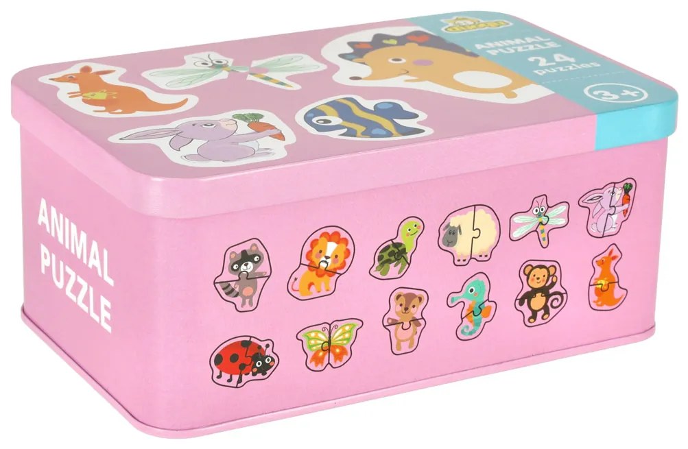 KIK Puzzle v plechovke zvieratá 24ks