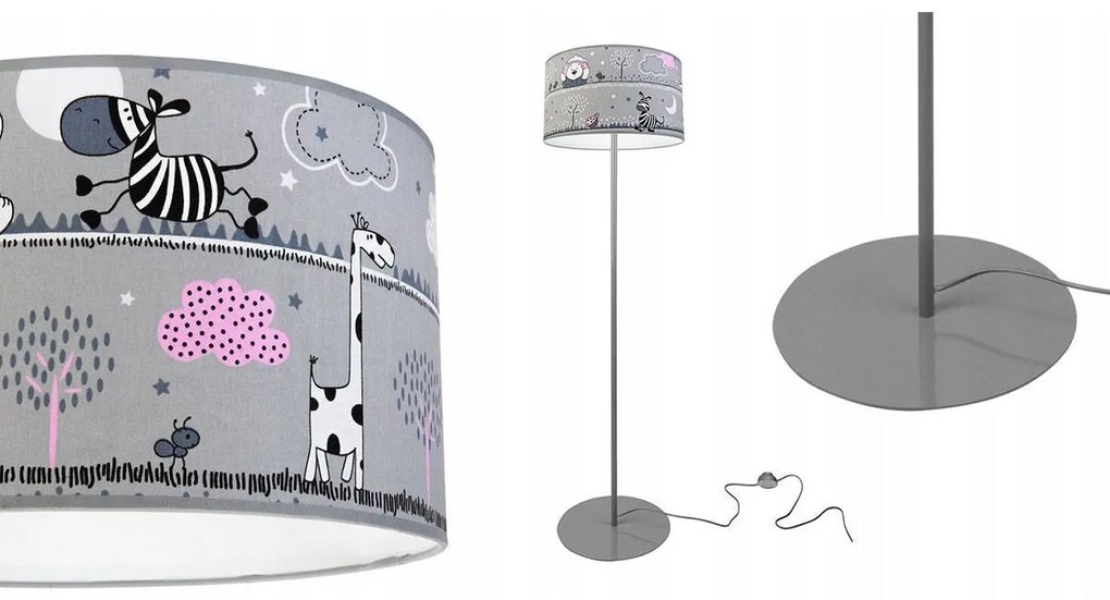 Detská stojacia lampa Ladybird, 1x textilné tienidlo so vzorom, (výber z 2 farieb konštrukcie), o